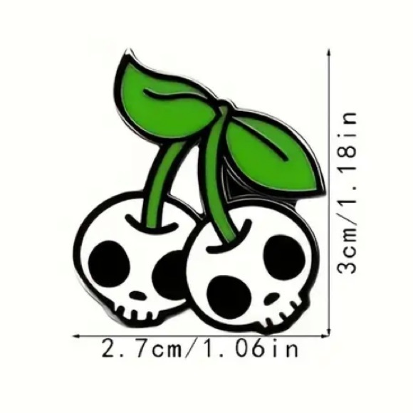 3/$10 White Cherry Skull Head Brooch Pin NEW - Picture 4 of 5